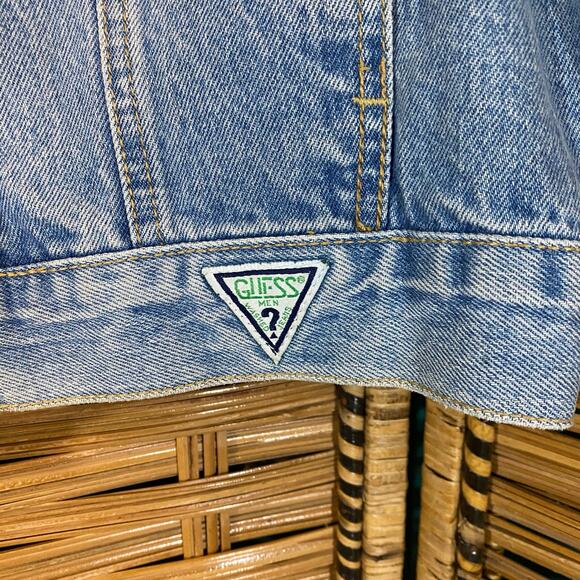 Georges Marciano Guess USA Denim Jacket Men’s XL Vintage 80s 90s triangle Logo - Picture 2 of 10